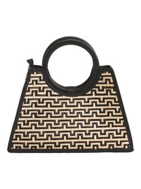 NEW Straw Geometric Woven Tote Handbag